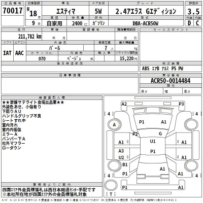 Toyota ESTIMA  с аукциона в Японии