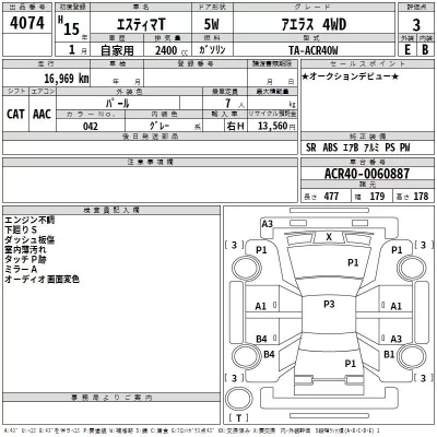 Toyota ESTIMA  с аукциона в Японии