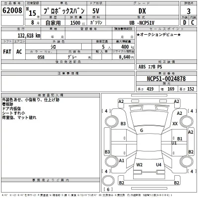 Toyota PROBOX  с аукциона в Японии