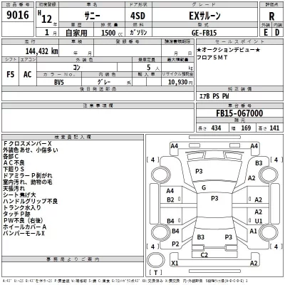 Nissan SUNNY  с аукциона в Японии