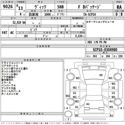 Toyota VITZ  с аукциона в Японии