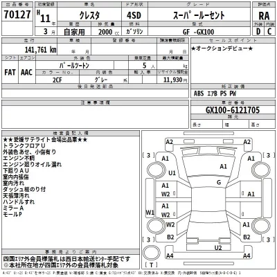 Toyota CRESTA  с аукциона в Японии