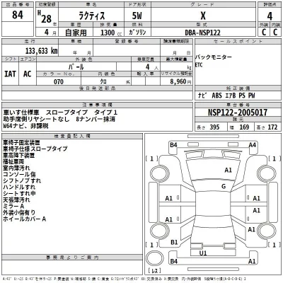 Toyota RACTIS  с аукциона в Японии