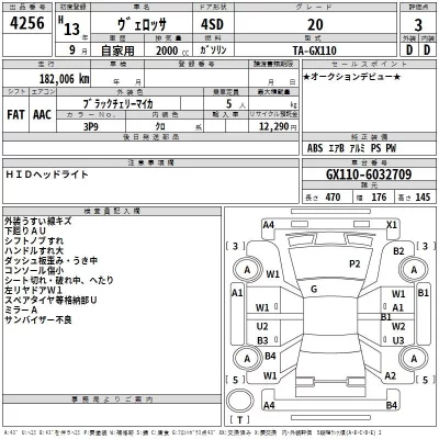 Toyota VEROSSA  с аукциона в Японии