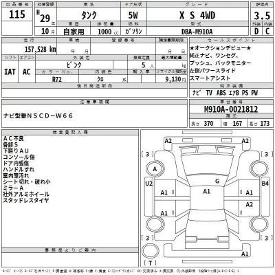 Toyota TANK  с аукциона в Японии
