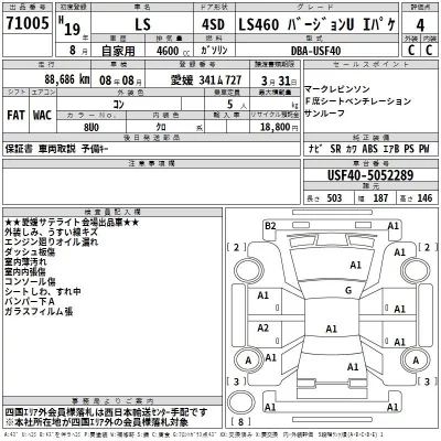 Lexus LS  с аукциона в Японии