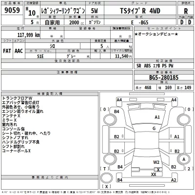 Subaru LEGACY  с аукциона в Японии