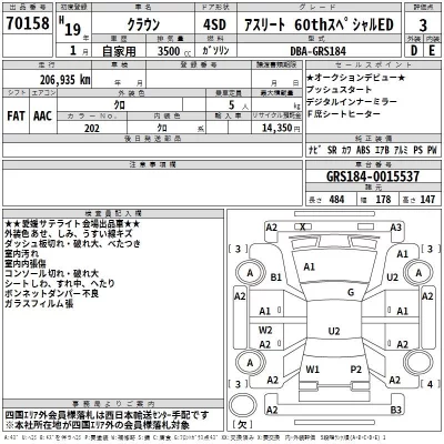 Toyota CROWN  с аукциона в Японии