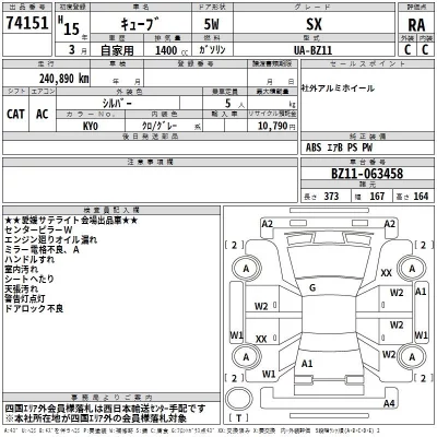 Nissan CUBE  с аукциона в Японии