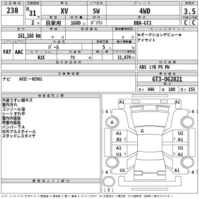 Subaru XV  с аукциона в Японии