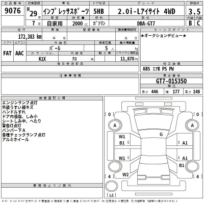 Subaru IMPREZA  с аукциона в Японии