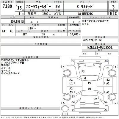 Toyota COROLLA FIELDER  с аукциона в Японии