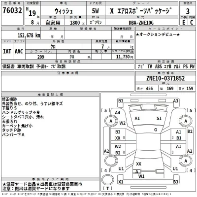 Toyota WISH  с аукциона в Японии