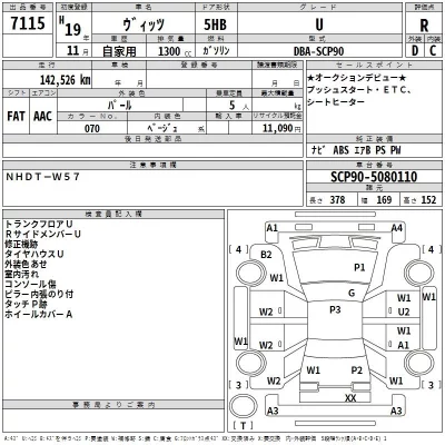 Toyota VITZ  с аукциона в Японии