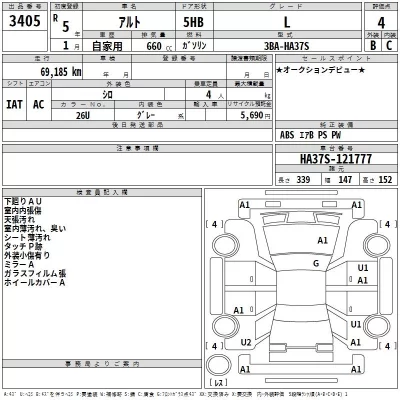 Suzuki ALTO  с аукциона в Японии