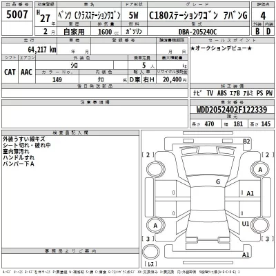 Mercedes-Benz C CLASS WAGON  с аукциона в Японии