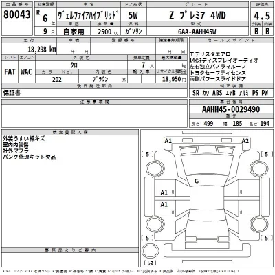 Toyota VELLFIRE  с аукциона в Японии
