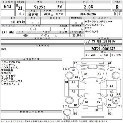 Toyota WISH  с аукциона в Японии