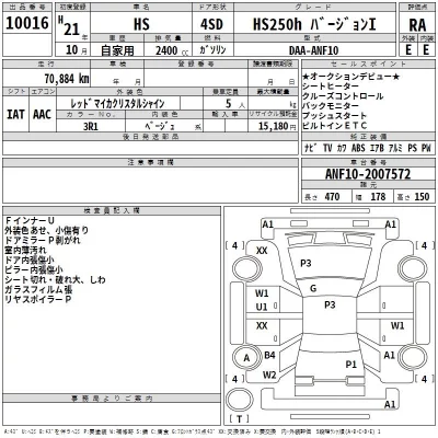 Lexus HS  с аукциона в Японии