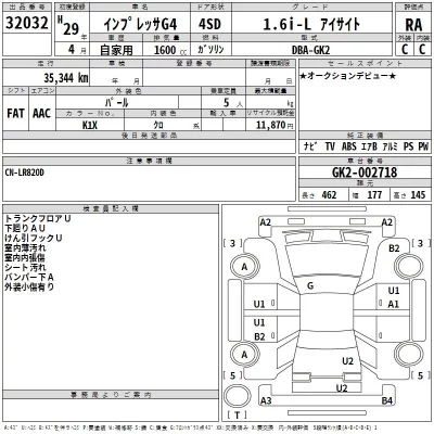 Subaru IMPREZA G4  с аукциона в Японии