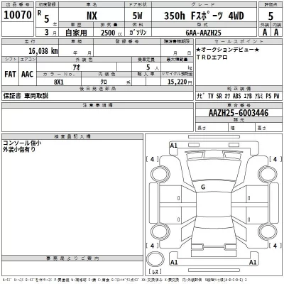Lexus NX  с аукциона в Японии