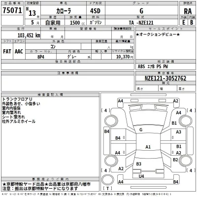 Toyota COROLLA  с аукциона в Японии