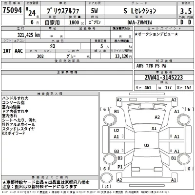 Toyota PRIUS ALPHA  с аукциона в Японии