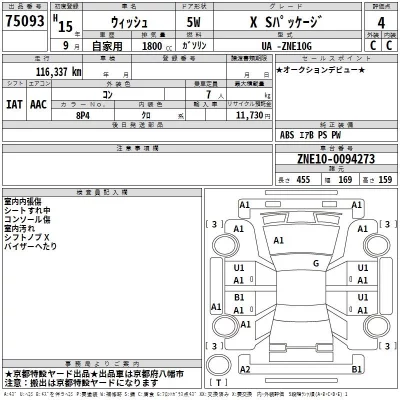 Toyota WISH  с аукциона в Японии