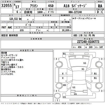 Toyota ALLION  с аукциона в Японии