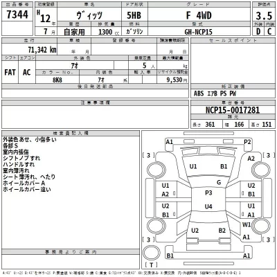 Toyota VITZ  с аукциона в Японии