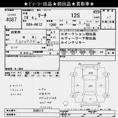 Nissan MARCH  с аукциона в Японии