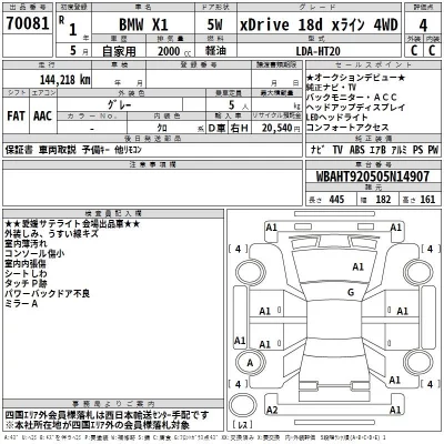 BMW X1  с аукциона в Японии