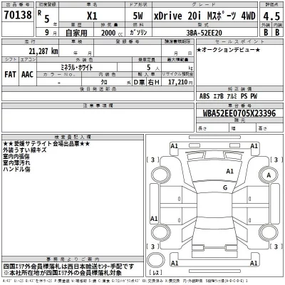 BMW X1  с аукциона в Японии