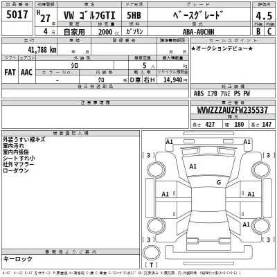 Volkswagen GOLF  с аукциона в Японии