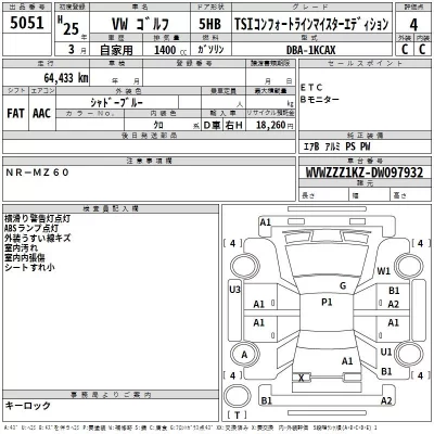 Volkswagen GOLF  с аукциона в Японии