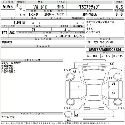 Volkswagen POLO  с аукциона в Японии