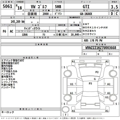Volkswagen GOLF  с аукциона в Японии