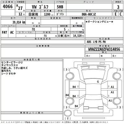 Volkswagen GOLF  с аукциона в Японии
