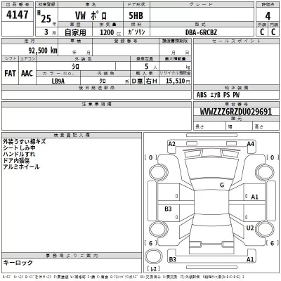 Volkswagen POLO  с аукциона в Японии