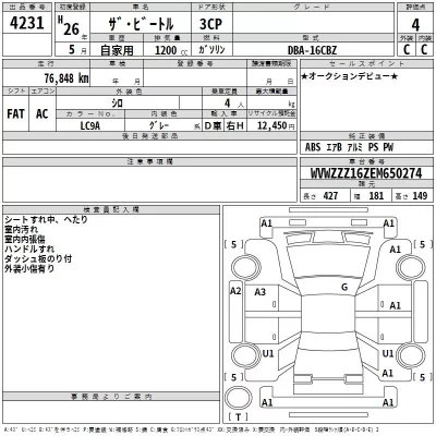 Volkswagen THE BEETLE  с аукциона в Японии