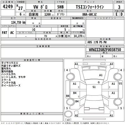 Volkswagen POLO  с аукциона в Японии