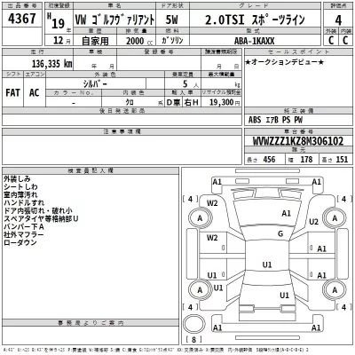 Volkswagen GOLF VARIANT  с аукциона в Японии