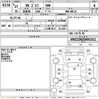 Volkswagen GOLF  с аукциона в Японии