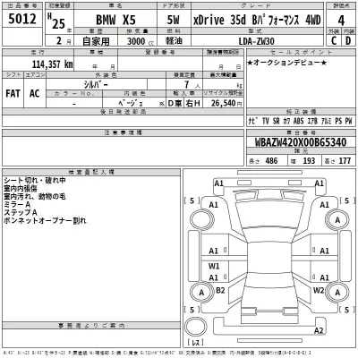 BMW X5 SERIES  с аукциона в Японии