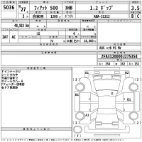 Fiat 500 лот № 5036 оценка 3.5  с аукциона в Японии 2