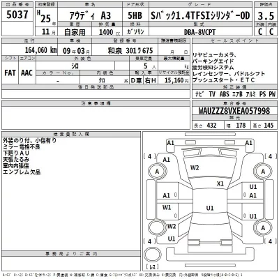 Audi A3  с аукциона в Японии