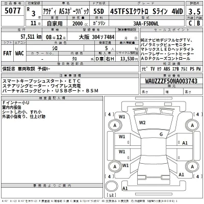 Audi A5  с аукциона в Японии