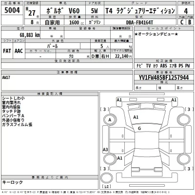 Volvo V60  с аукциона в Японии