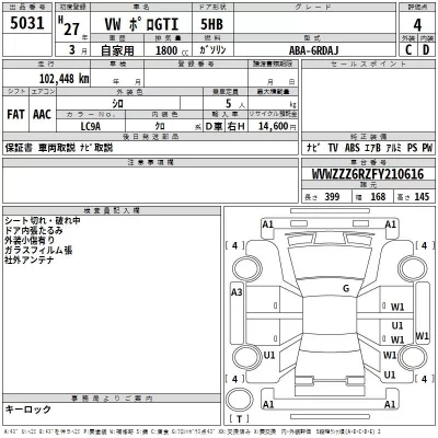 Volkswagen POLO  с аукциона в Японии