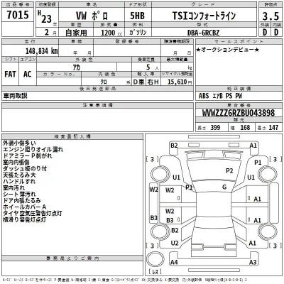 Volkswagen POLO  с аукциона в Японии